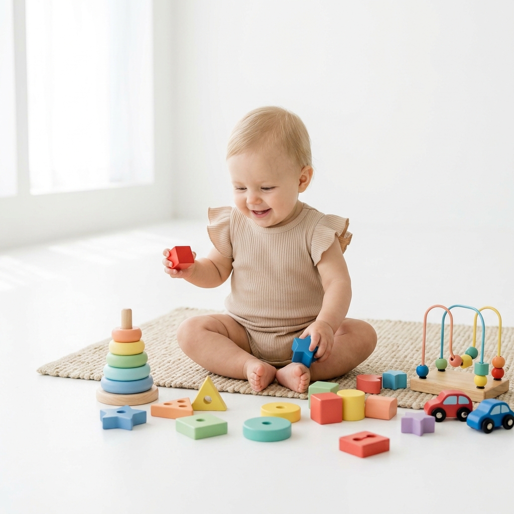 Bébé joyeux jouant